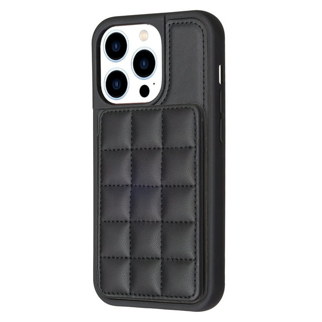ELEHOLD for Apple iPhone 12 Pro / 12 Card Holder Back Case with Pockets, Premium PU Leather ID Cash Credit Slots Magnetic Kickstand Flip Folio Slim Hard Protective Cover, black