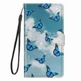 thumbnail image 1 of ELEHOLD for Apple iPhone 12 Pro Max Credit Card Wallet Case, Shockproof Drop Protection Wireless Charging Vegan PU Leather Magnetic Adjustable Stand Cover with Wrist Strap, Clouds & Butterfly, 1 of 6