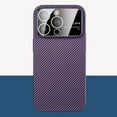 thumbnail image 1 of ELEHOLD for Apple iPhone 14 Pro Max Carbon Fiber Texture Cover, Slim Thin Shockproof Protective Hybrid Hard PC Soft TPU Bumper Drop Protection Boys Men Phone Cover, Darkpurple, 1 of 6