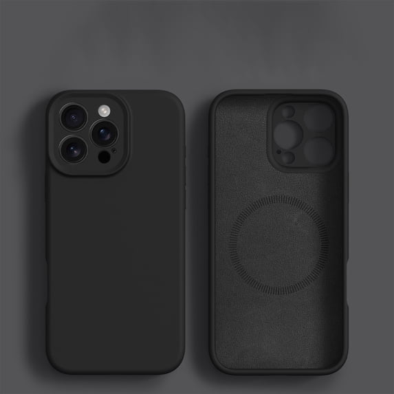 ELEHOLD For Apple iPhone 16 Pro Max TPU Magnetic Back Cover Shock-Absorbent Anti-Fingerprint Lightweight Flexible Non-Slip Protective Basic Case Cover,Black