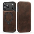 thumbnail image 1 of ELEHOLD For Apple iPhone 17 Pro Max Flip Protective Case Cover with Magnetic Ring Kickstand Shock-Absorbent PU Leather RFID Blocking Card Slot Wallet Case,Coffee, 1 of 7