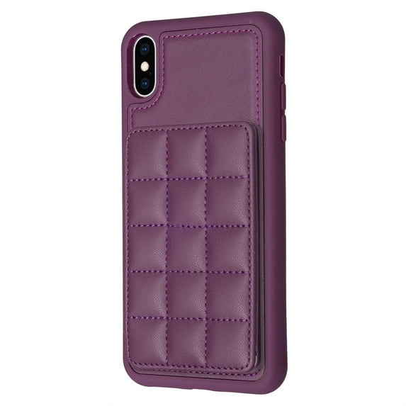 ELEHOLD for Apple iPhone XR Card Holder Back Case with Pockets, Premium PU Leather ID Cash Credit Slots Magnetic Kickstand Flip Folio Slim Hard Protective Cover, darkpurple
