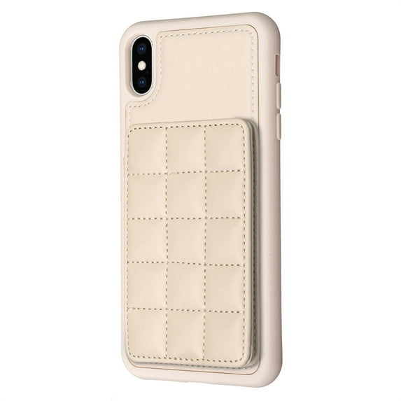 ELEHOLD for Apple iPhone XS Max Card Holder Back Case with Pockets, Premium PU Leather ID Cash Credit Slots Magnetic Kickstand Flip Folio Slim Hard Protective Cover, beige