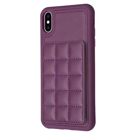 ELEHOLD for Apple iPhone XS Max Card Holder Back Case with Pockets, Premium PU Leather ID Cash Credit Slots Magnetic Kickstand Flip Folio Slim Hard Protective Cover, darkpurple