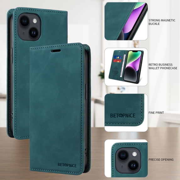ELEHOLD for Apple iPhone XS Max Wallet Case with RFID Blocking, PU Leather Flip Folio Card Holders RFID Blocking Kickstand Shockproof TPU Inner Shell Phone Cover for Women Men, green