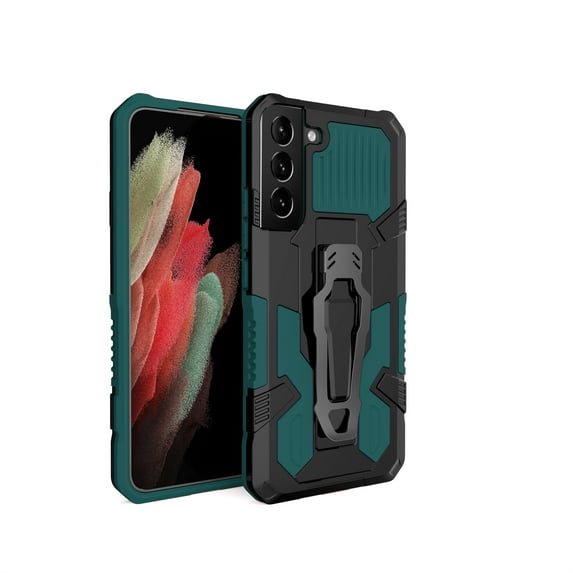 ELEHOLD Armor Case for Samsung Galaxy S23 6.1",Rugged Hybrid Full Body Protective Case Hidden Kickstand Magnetic Car Mount Anti-Scratch Shockproof Case,Darkgreen