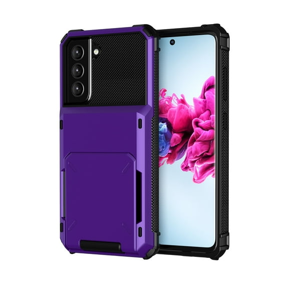 ELEHOLD Armor Case for Samsung Galaxy S23 6.1 inch Flip Open Wallet Hidden Card Slot Rugged Shockproof Hybrid Hard Shell for Samsung S23,Purple