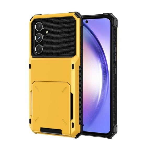ELEHOLD Armor Wallet Case for Samsung Galaxy A34 5G Flip Open Wallet Hidden Card Slot Shockproof Hybrid Rugged Hard Shell for Samsung A34 5G,Yellow