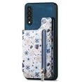 thumbnail image 1 of ELEHOLD Back Wallet Case for Samsung Galaxy A14 5G Case with Flower Floral Pattern RFID Blocking Card Holders Zipper Storage Stand Function Magnetic Shockproof Purse Cover,blue, 1 of 8