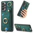 thumbnail image 1 of ELEHOLD Back Wallet Case for Samsung Galaxy A33 5G Premium PU Leather Credit Card Slots Strong Magnetic Compatible with Magnetic Car Mount Holder Finger Ring Holder Stand Drop Protection Case,green, 1 of 8