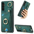 thumbnail image 1 of ELEHOLD Back Wallet Case for Samsung Galaxy A34 5G Premium PU Leather Credit Card Slots Strong Magnetic Compatible with Magnetic Car Mount Holder Finger Ring Holder Stand Drop Protection Case,green, 1 of 8