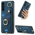 thumbnail image 1 of ELEHOLD Back Wallet Case for Samsung Galaxy A34 5G Premium PU Leather Credit Card Slots Strong Magnetic Compatible with Magnetic Car Mount Holder Finger Ring Holder Stand Drop Protection Case,blue, 1 of 8