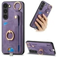 thumbnail image 1 of ELEHOLD Back Wallet Case for Samsung Galaxy S21 FE Premium PU Leather Credit Card Slots Strong Magnetic Compatible with Magnetic Car Mount Holder Finger Ring Holder Stand Drop Protection Case,purple, 1 of 8