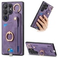 thumbnail image 1 of ELEHOLD Back Wallet Case for Samsung Galaxy S21 Ultra Premium PU Leather Credit Card Slots Strong Magnetic Compatible with Magnetic Car Mount Holder Finger Ring Holder Stand Protection Case,purple, 1 of 8