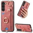 thumbnail image 1 of ELEHOLD Back Wallet Case for Samsung Galaxy S22 Plus Premium PU Leather Credit Card Slots Strong Magnetic Compatible with Magnetic Car Mount Holder Finger Ring Holder Stand Drop Protection Case,pink, 1 of 8