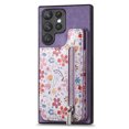 thumbnail image 1 of ELEHOLD Back Wallet Case for Samsung Galaxy S23 FE Case with Flower Floral Pattern RFID Blocking Card Holders Zipper Storage Stand Function Magnetic Shockproof Purse Cover,purple, 1 of 8