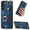 thumbnail image 1 of ELEHOLD Back Wallet Case for Samsung Galaxy S23 Plus Premium PU Leather Credit Card Slots Strong Magnetic Compatible with Magnetic Car Mount Holder Finger Ring Holder Stand Drop Protection Case,blue, 1 of 8