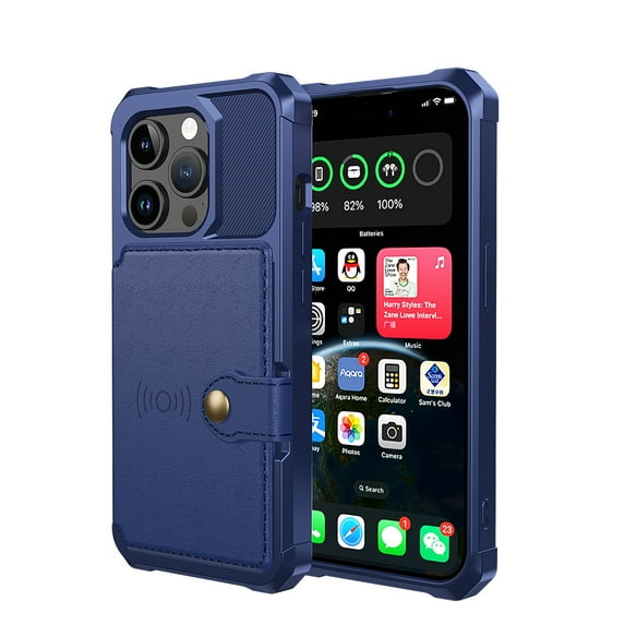 ELEHOLD Back Wallet Case for iPhone 15 Pro Flip Card Slots Magnetic Clasp Slim Shockproof Heavy Duty Works with Magnetic Car Mount for iPhone 15 Pro,Blue
