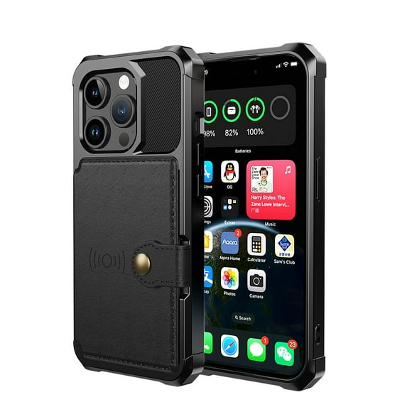 ELEHOLD Back Wallet Case for iPhone 15 Pro Flip Card Slots Magnetic Clasp Slim Shockproof Heavy Duty Works with Magnetic Car Mount for iPhone 15 Pro,Black