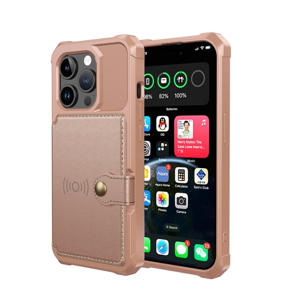 ELEHOLD Back Wallet Case for iPhone 15 Pro Flip Card Slots Magnetic Clasp Slim Shockproof Heavy Duty Works with Magnetic Car Mount for iPhone 15 Pro,Rosegold