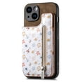 thumbnail image 1 of ELEHOLD Back Wallet Case for iPhone XS/X Case with Flower Floral Pattern RFID Blocking Card Holders Zipper Storage Stand Function Magnetic Shockproof Purse Cover,brown, 1 of 1
