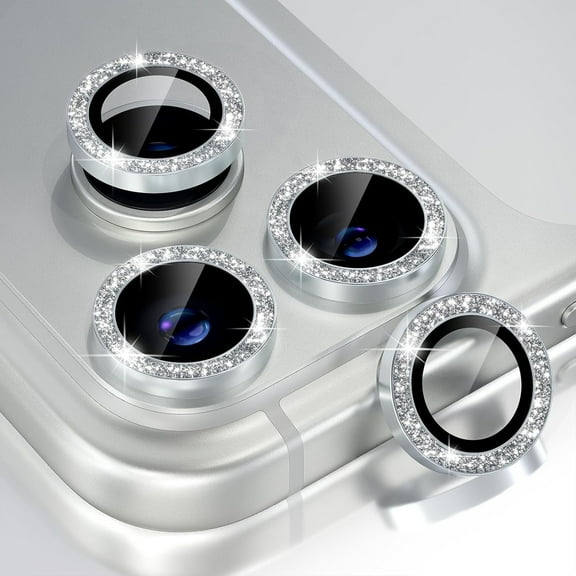 ELEHOLD Camera Lens Protector For iPhone 17 Pro, Ultra HD 9H Tempered Glass Protector Anti Scratch Women Girls Shiny Camera Cover For iPhone 17 Pro, Silver