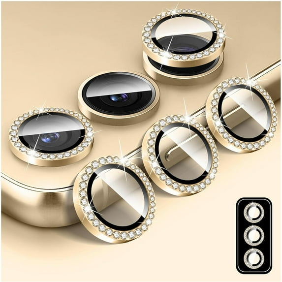ELEHOLD Camera Protector For Samsung Z Flip 7 2025, Bling Metal Individual Diamond Anti-scratch Camera Lens Protector For Samsung Z Flip 7 2025,Gold