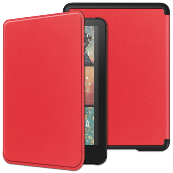 ELEHOLD Case for 7" 12th Generation Kindle Paperwhite/Kindle Colorsoft Signature Edition/Kindle Paperwhite Signature Edition 2024,Folio Slim Lightweight Hard Shell Case Smart Cover,Red