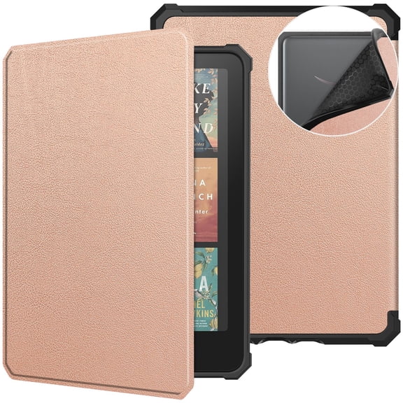 ELEHOLD Case for 7" 12th Generation Kindle Paperwhite/Kindle Colorsoft Signature Edition/Kindle Paperwhite Signature Edition 2024,PU Leather Ultra Slim Case with Auto Sleep/Wake,Rosegold