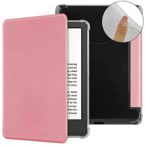 ELEHOLD Case for 7" 12th Generation Kindle Paperwhite/Kindle Colorsoft Signature Edition/Kindle Paperwhite Signature Edition 2024,Soft Flexible Transparent TPU Back Case with Auto Wake/Sleep,Pink