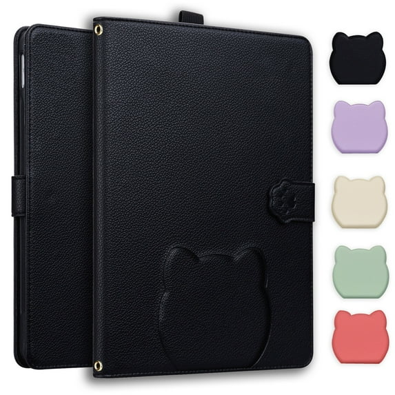 ELEHOLD Case for 7" Kindle Paperwhite 12th Generation 2024 / Signature Edition/ Kindle Colorsoft , Cute Kitten Shockproof Magnetic Flip Kickstand Multi-Angle Card Slot Automatic Sleep Case,Black