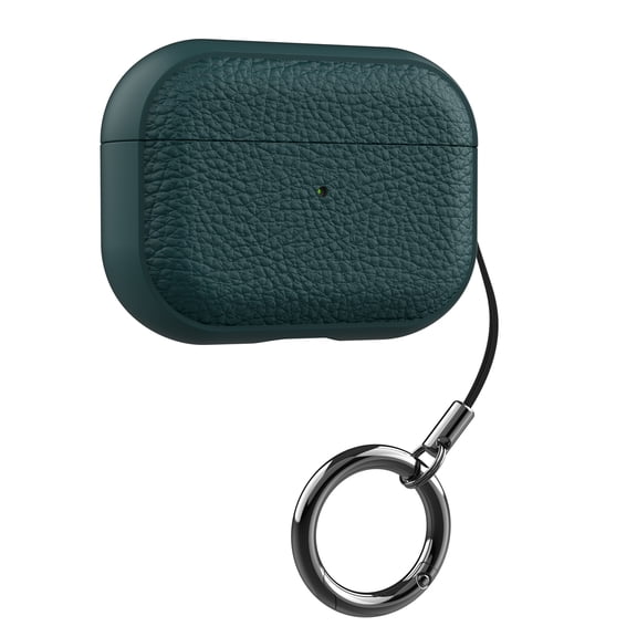 ELEHOLD Case for Airpods 4th Gen 2024,Compatible with Mag Safe Premium Leather Shockproof Protective Case with Ring Buckle for Airpods 4th Gen 2024,Green