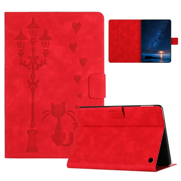 ELEHOLD Case For Amazon New Kindle 11th Generation (2022 Release) Kitty Pattern Leather Tablet Case, Slim Back Smart Cover, Auto Sleep/Wake, Full Body Protection, Kickstand,Red