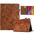 thumbnail image 1 of ELEHOLD Case For Amazon fire 7 (2022) Embossed Flowers and Birds Leather Tablet Case, Slim Back Smart Cover, Full Body Protection, Kickstand,with Card Pocket, Brown, 1 of 7