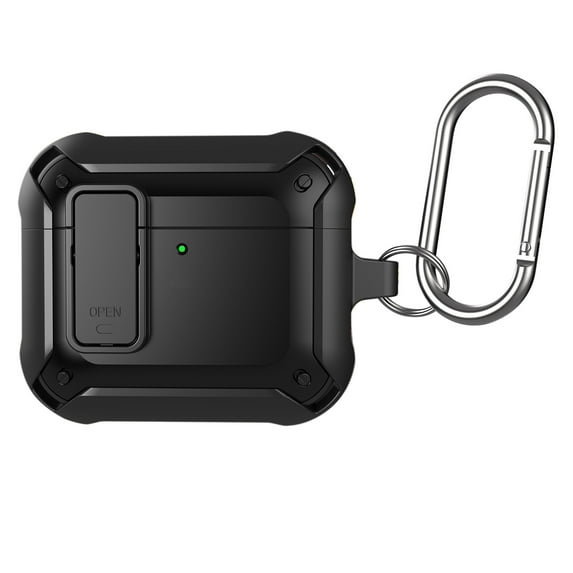 ELEHOLD Case Compatible with Airpods Pro 2nd Gen (2022), Rugged Secure Lock Designed Full Body Shockproof Protection Cover with Keychain for Man Woman,Black