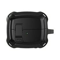 ELEHOLD Case Compatible with Samsung Galaxy Buds3 Pro/Galaxy Buds3(2024) , Rugged Secure Lock Designed Full Body Shockproof Protection Cover with Keychain for Man Woman,Black