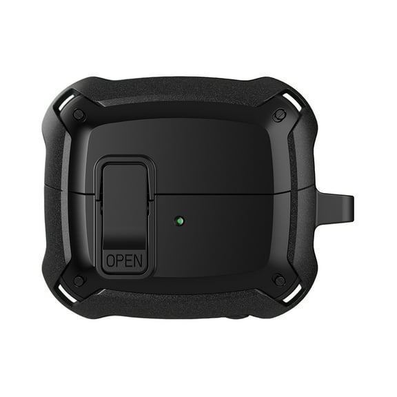 ELEHOLD Case Compatible with Samsung Galaxy Buds3 Pro/Galaxy Buds3(2024) , Rugged Secure Lock Designed Full Body Shockproof Protection Cover with Keychain for Man Woman,Black