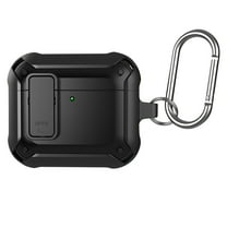 ELEHOLD Case Compatible with Airpods 4 (2024), Rugged Secure Lock Designed Full Body Shockproof Protection Cover with Keychain for Man Woman,Black