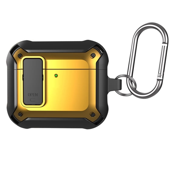 ELEHOLD Case Compatible with Airpods 4 (2024), Rugged Secure Lock Designed Full Body Shockproof Protection Cover with Keychain for Man Woman,Yellow