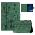 thumbnail image 1 of ELEHOLD Case For Apple iPad Pro 11 2024 Kitty Pattern Leather Tablet Case, Slim Back Smart Cover, Auto Sleep/Wake, Full Body Protection, Kickstand，Green, 1 of 11