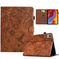thumbnail image 1 of ELEHOLD Case For Lenovo Tab M10 Plus 10.6 (3rd Gen) Embossed Flowers and Birds Leather Tablet Case, Slim Back Smart Cover, Full Body Protection, Kickstand,with Card Pocket, Brown, 1 of 10