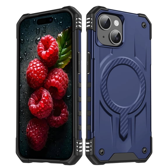 ELEHOLD Case For iPhone 15 Plus Air-Bags Shockproof Magnetic Rugged Case, Ergonomic Non-Slip Cover, Mag Safe Compatible, Blue