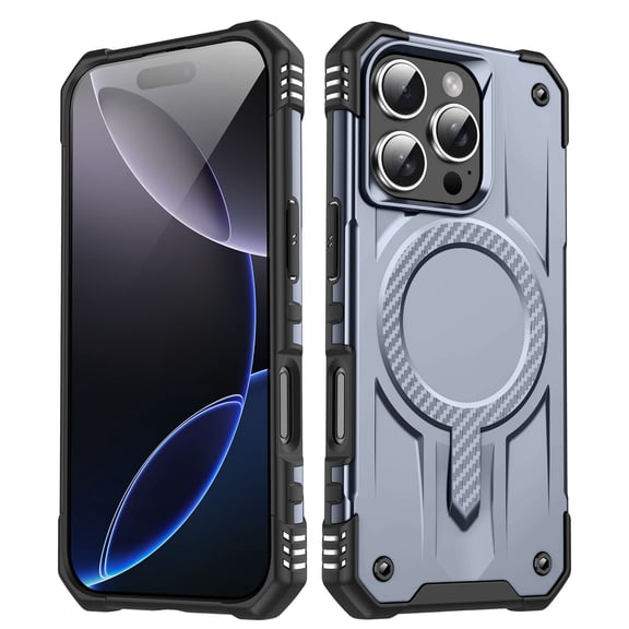 ELEHOLD Case For iPhone 15 Pro Air-Bags Shockproof Magnetic Rugged Case, Ergonomic Non-Slip Cover, Mag Safe Compatible, Gray