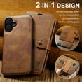 thumbnail image 1 of ELEHOLD Case For iPhone 16 , 2-in-1 Vintage Leather Wallet Case Magnetic Detachable Flip Folio Stand Slim Cover with Card Slots For iPhone 16,Brown, 1 of 7