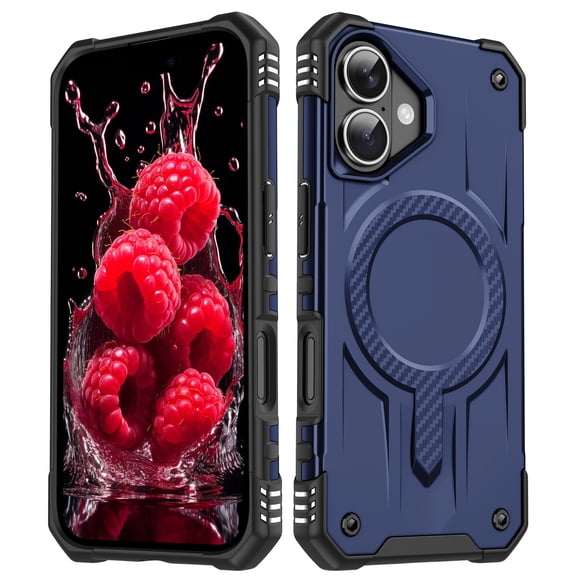 ELEHOLD Case For iPhone 16 Plus Air-Bags Shockproof Magnetic Rugged Case, Ergonomic Non-Slip Cover, Mag Safe Compatible, Blue