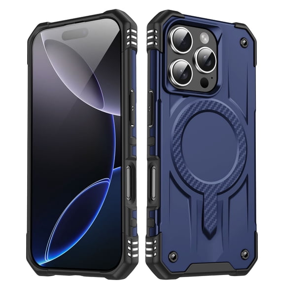 ELEHOLD Case For iPhone 16e Air-Bags Shockproof Magnetic Rugged Case, Ergonomic Non-Slip Cover, Mag Safe Compatible, Blue