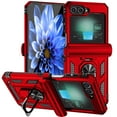 thumbnail image 1 of ELEHOLD Case for Galaxy Z Flip 6,Military Grade Protection Kickstand Metal Ring Holder Dual-Layer Heavy Duty TPU+PC Shockproof Case For Samsung Galaxy Z Flip 6 5G 2024,Red, 1 of 9