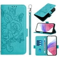 thumbnail image 1 of ELEHOLD Case for Google Pixel 9 / 9 Pro, RFID Blocking Crossbody Wallet Case, Floral PU Leather Flip Cover with Card Slots & Shoulder Strap & Wrist Lanyard,Blue, 1 of 8