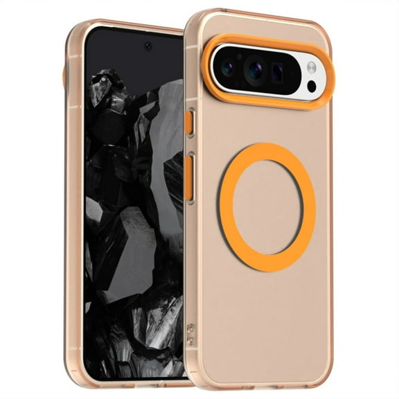 ELEHOLD Case for Google Pixel 9 / 9 Pro Magnetic Shockproof Case Slim Matte Transparent Rugged Cover, Skin Friendy Feel, Compatibel with MagSafe, Orange