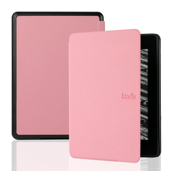 ELEHOLD Case for Kindle Paperwhite 12th Gen/Signature Edition(12th Gen)/Colorsoft Signature Edition(1st Gen) 2024, Slim Cross-hatched Pattern Leather Shockproof Auto Sleep/Wake Smart Case,Lightpink
